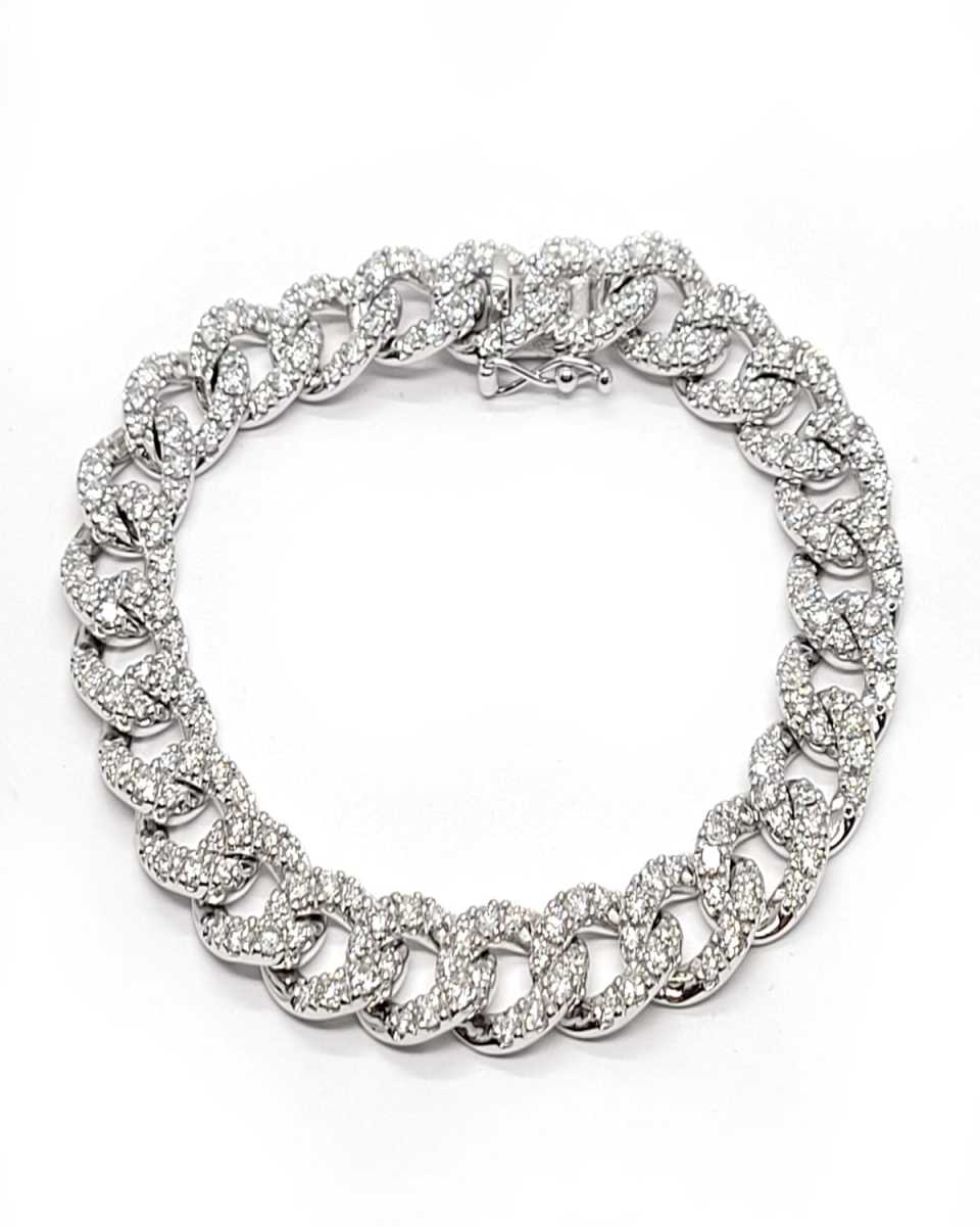 18K White Gold Diamond Chain Link Bracelet, 6.00tcw